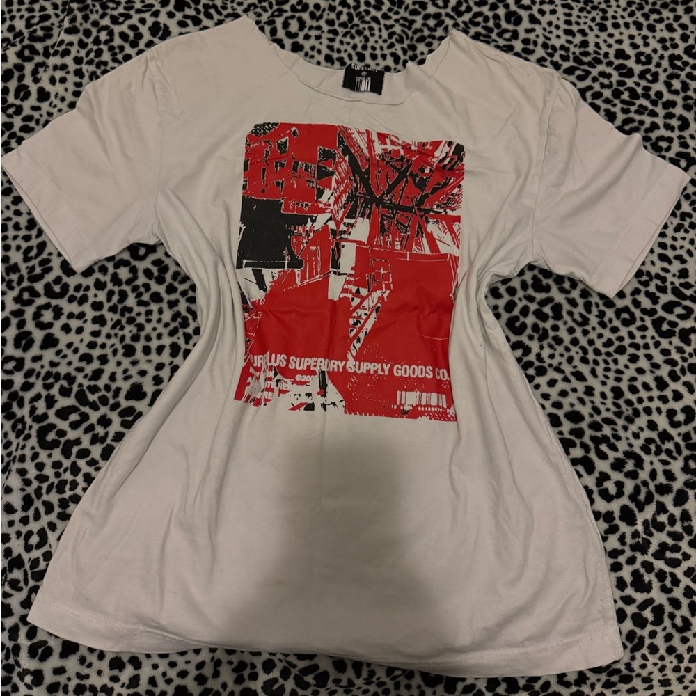 Superdry Women's Short Sleeve Tee - White and Red